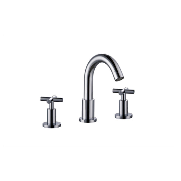 Dawn? 3-hole widespread lavatory faucet with cross handles for 8" centers, Chrome (Standard pull-up drain with lift rod D90 0010C included)