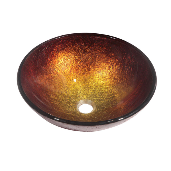 Dawn? Tempered glass, hand-painted glass vessel sink-round shape, Gold and Brown